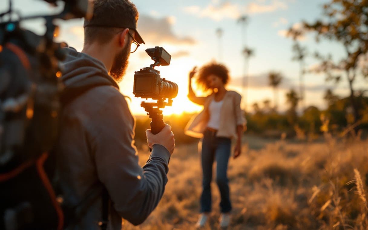 Videomaker filmt een clip van een dansende artiest